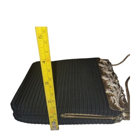 Vintage 1960s Faye Mell Design Fleurette, Inc Black Eveing Bag Cluch - Picture 15 of 16